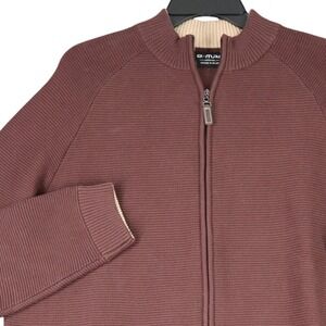 G-Mac Apparel Full Zip Sweater Mens M Burgundy Ribbed Mock Neck Casual